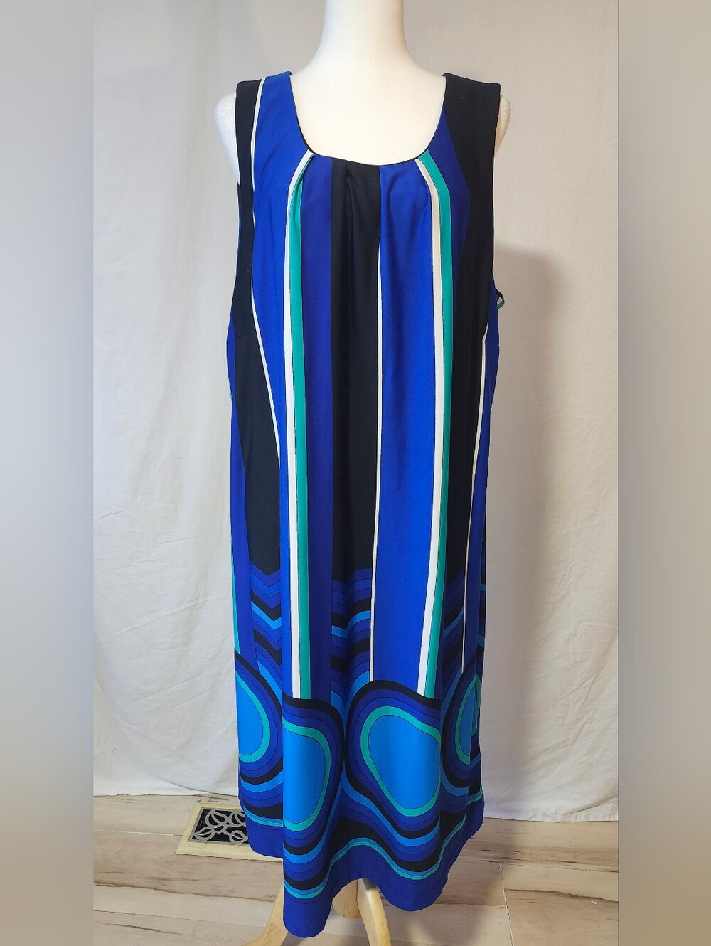 Penningtons Sleeveless Blue Striped Maxi Dress